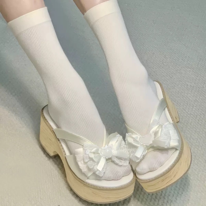 Sweet Bow Wood Grain Thick Bot - Geta Wooden Sandal recension och pris